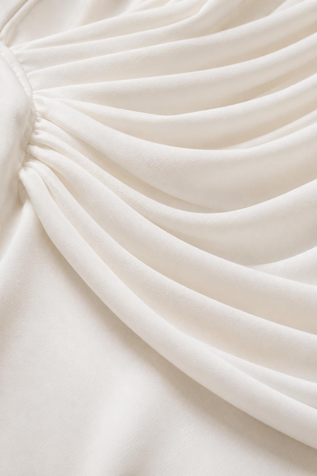 Nour | White Pleated Long Sleeve Modest Dress