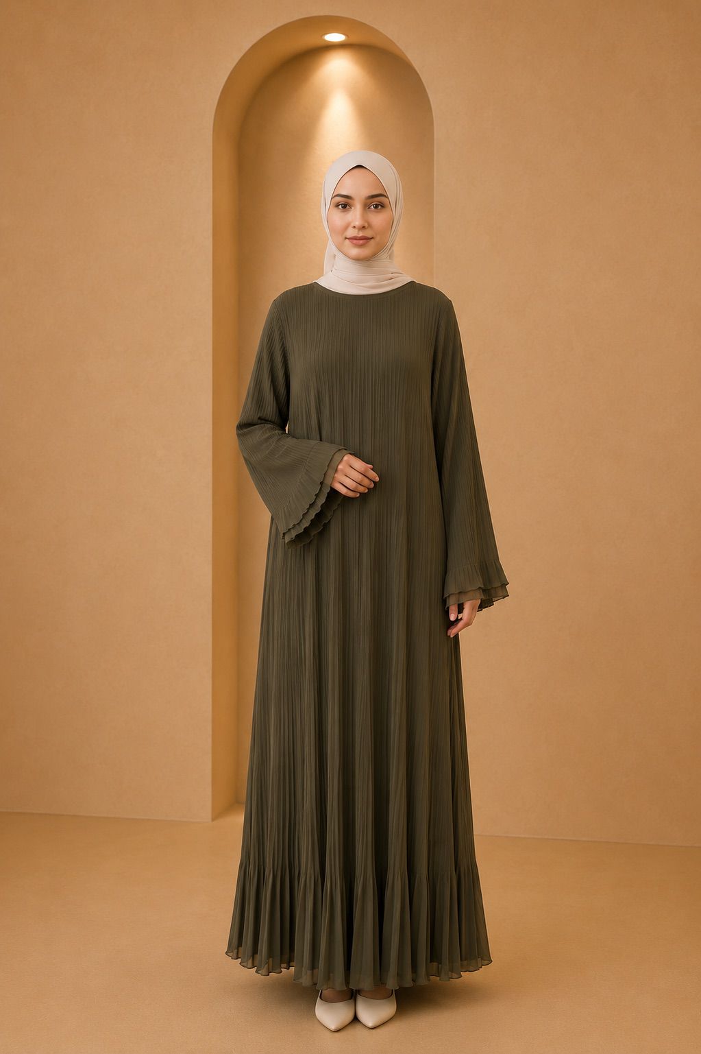 Safa | Chiffon Pleated Dubai Robe