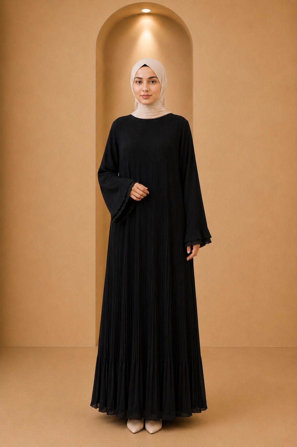 Safa | Chiffon Pleated Dubai Robe