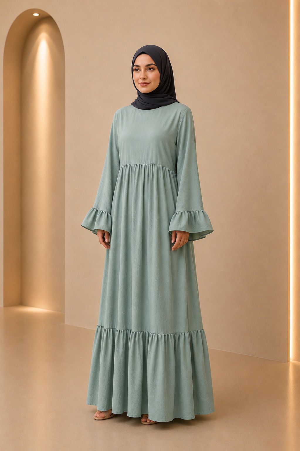 Laila | Solid Patchwork Modest Dress
