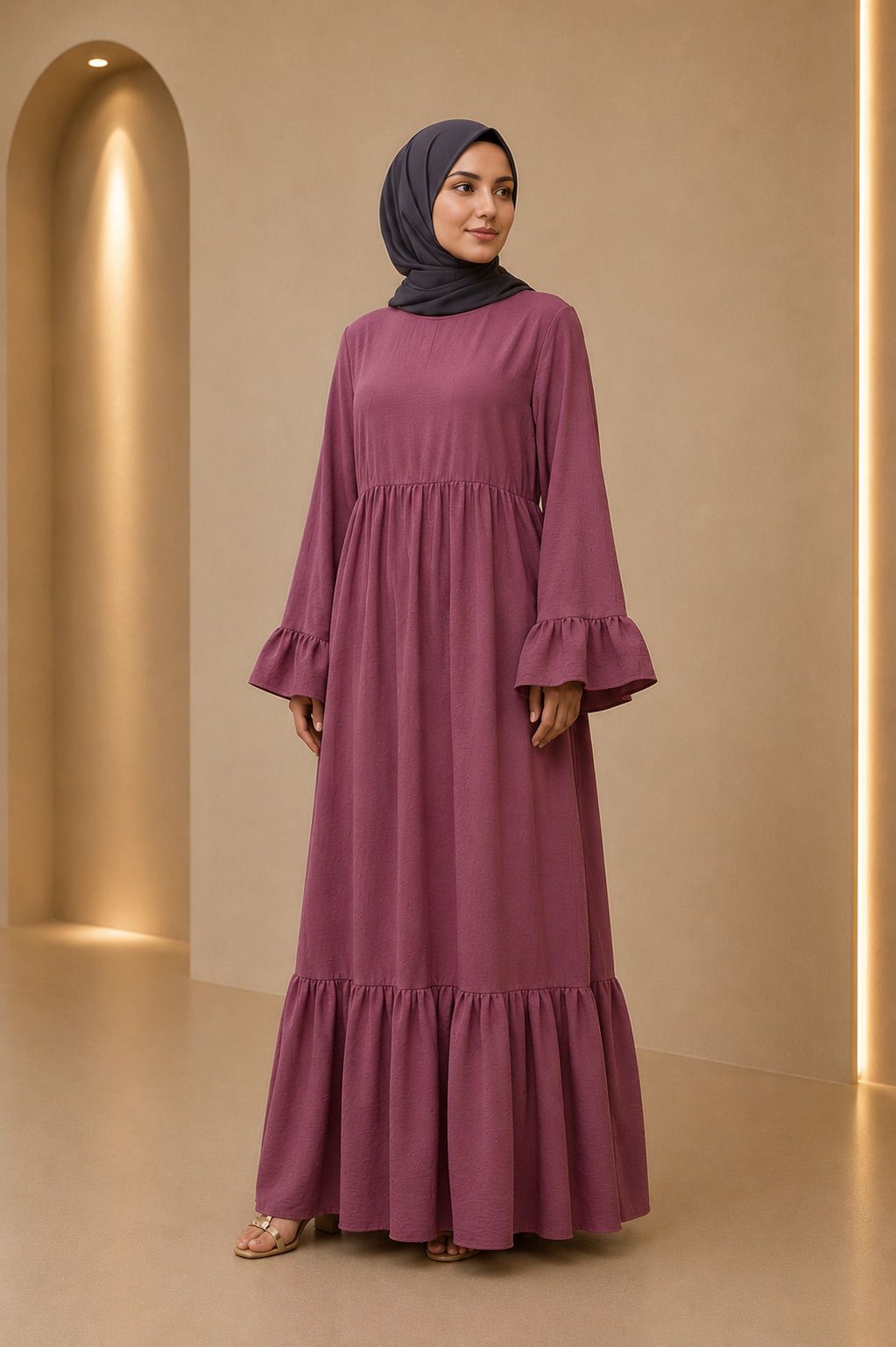 Laila | Solid Patchwork Modest Dress