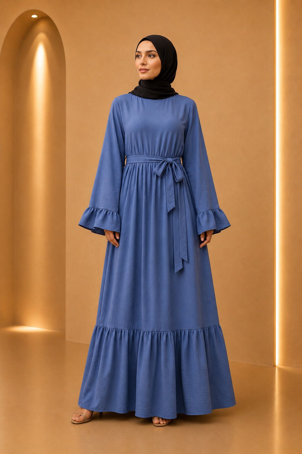 Laila | Solid Patchwork Modest Dress