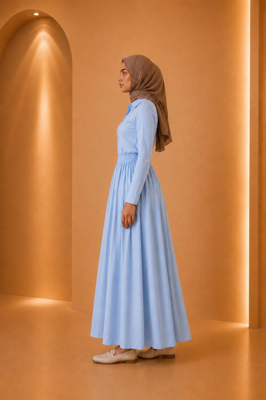 Rania | High Waist Pleated Modest Dress