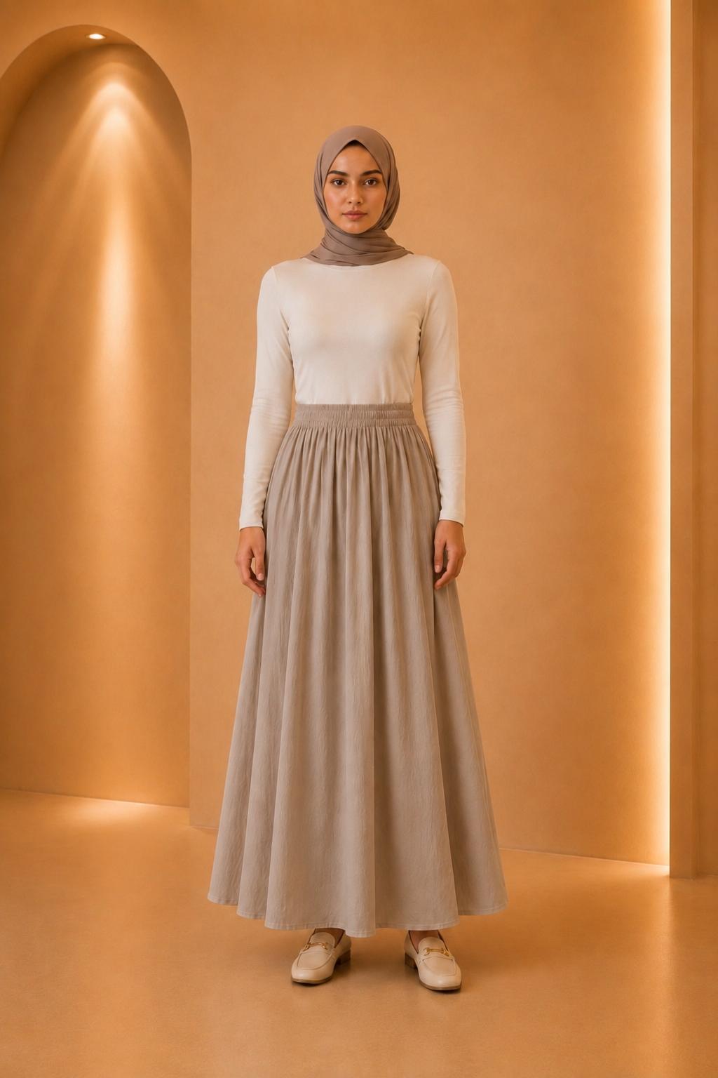 Rania | High Waist Pleated Modest Dress