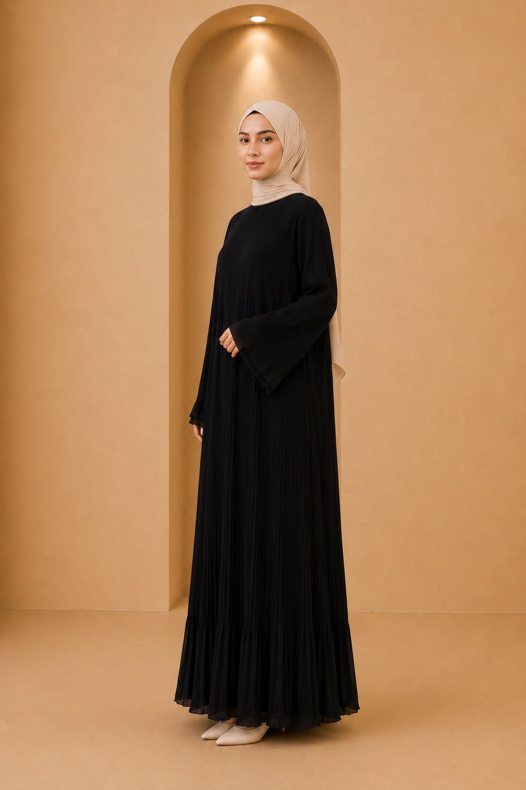 Safa | Chiffon Pleated Dubai Robe