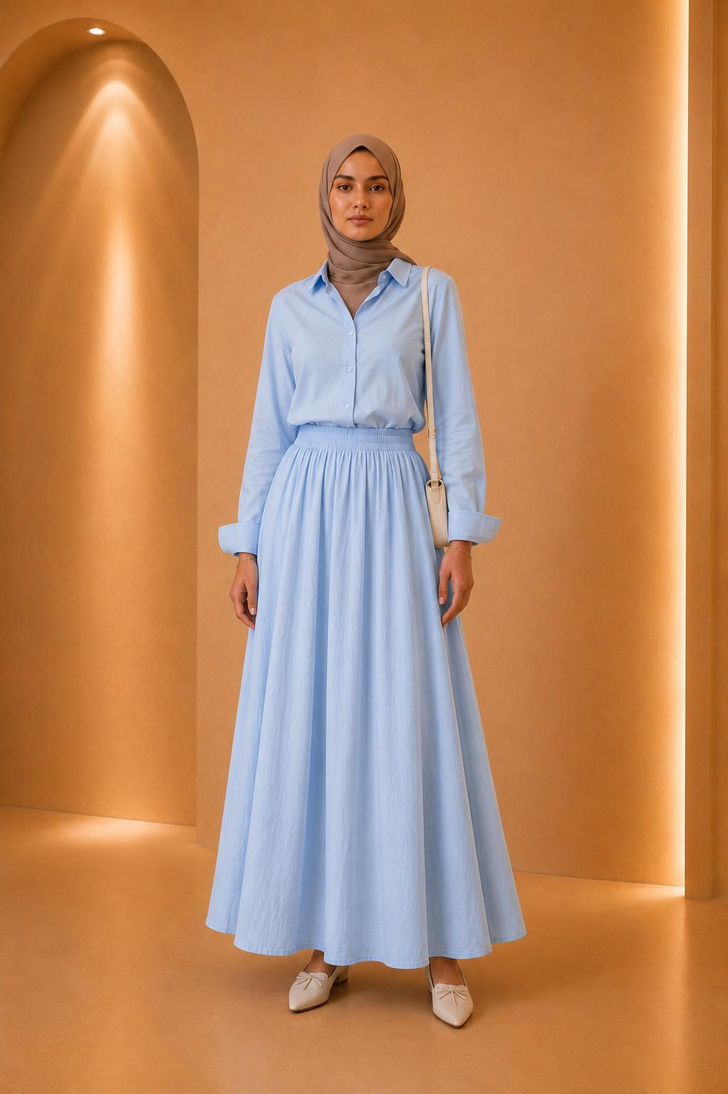 Rania | High Waist Pleated Modest Dress
