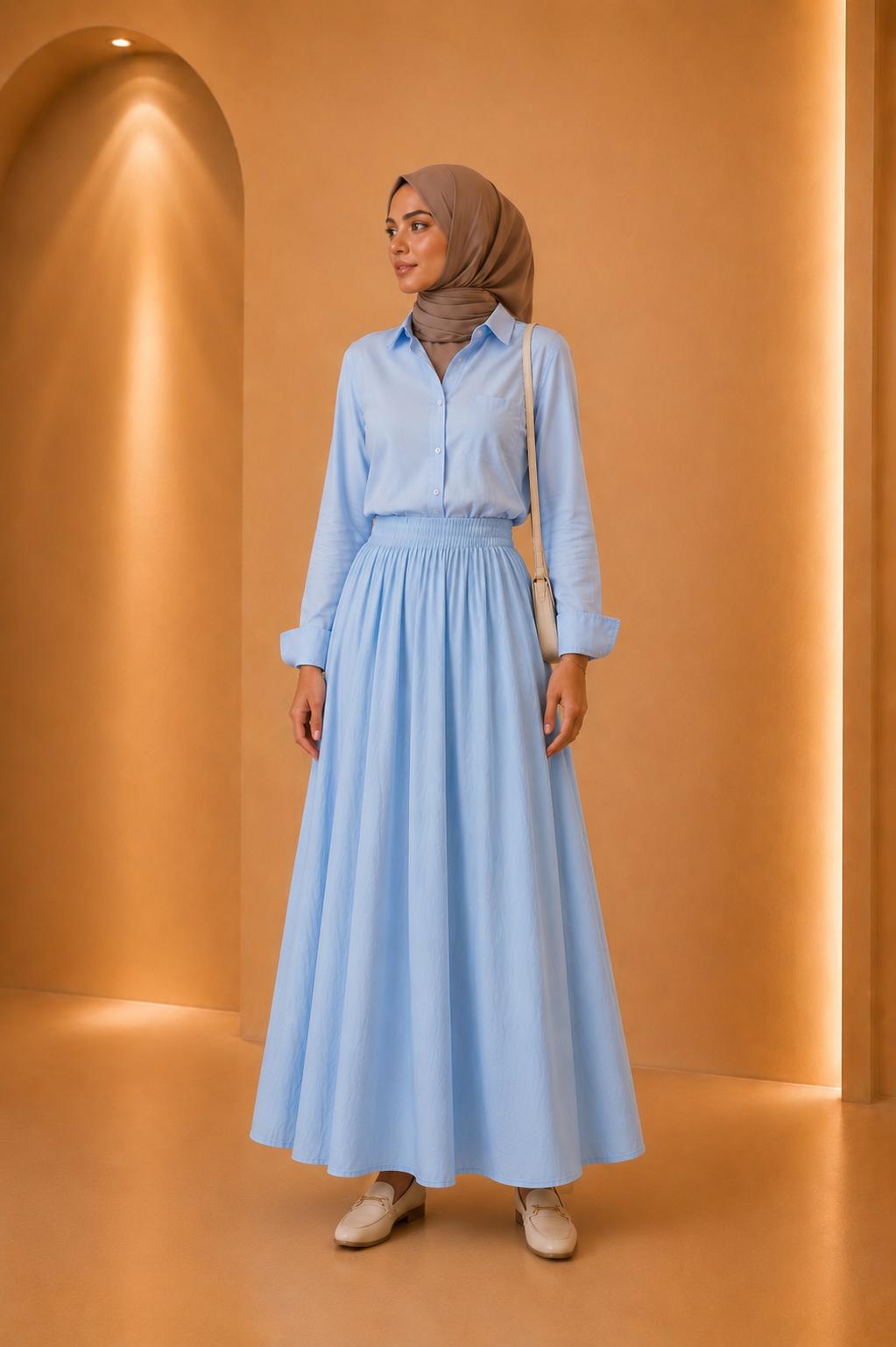 Rania | High Waist Pleated Modest Dress
