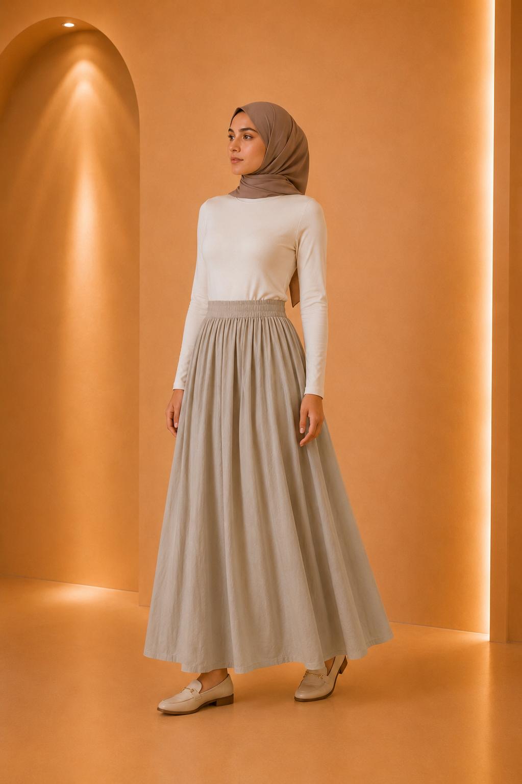 Rania | High Waist Pleated Modest Dress